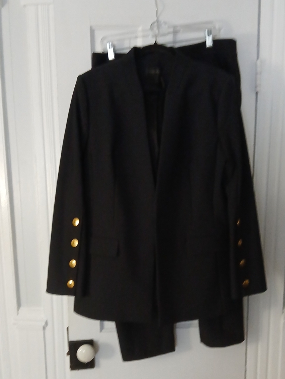 Donna Karan Black Pantsuit with Gold Buttons